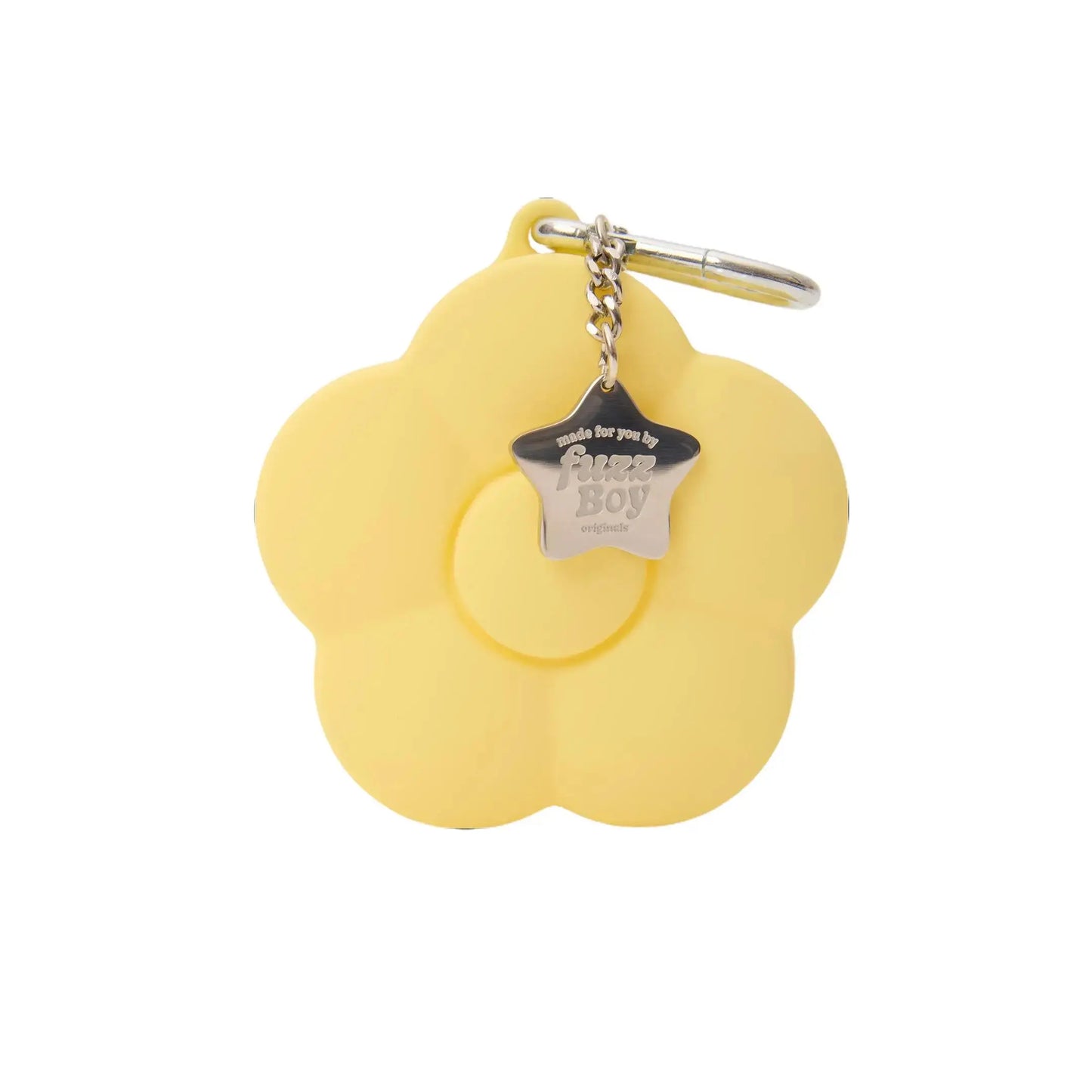 Fuzzboy Originals | Silicone Flower Dog Treat Pouch Keychain – Pink & Yellow