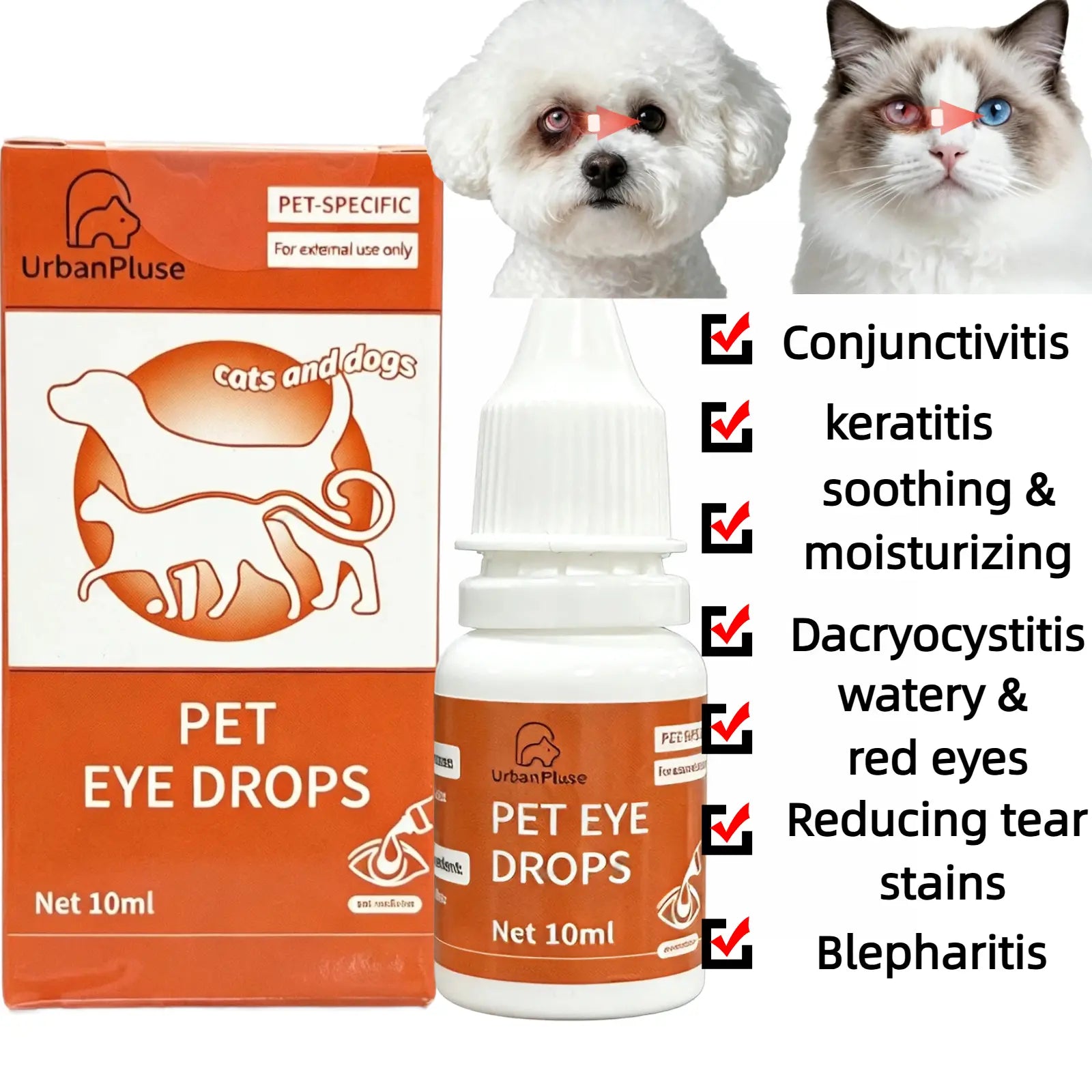 Dog Eye Drops & Eye Infection Treatment for Dogs and Cats – Soothe Infection & Allergy, Relieve Dry Eyes & Pink Eye, Pet Tear Stain Wash & Cleaner - Kitten Eye Drops for Discharge, Eye Rinse & Flush